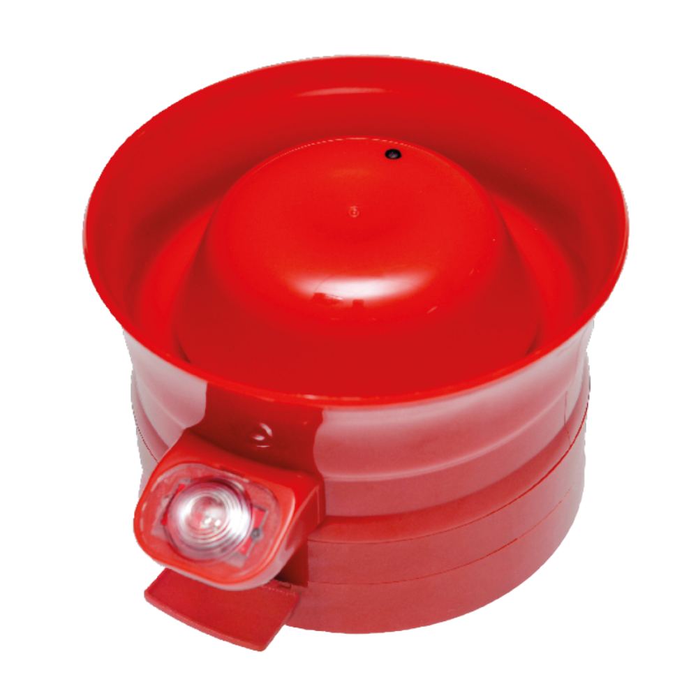 Soteria Open-Area gecombineerde signaalgever, rood optisch/akoestisch, rode flits, met isolator