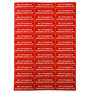 Attentiestickers ‘NIET UITSCHAKELEN ONTRUIMINGSALARMINSTALLATIE’ 42st